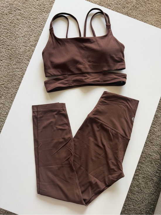 lululemon athletica Other - lululemon athletica Brown Ribbed Yoga Set - Leggings & Sports Bra
